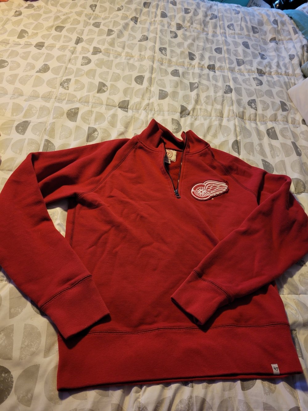 47 Brand Red Wings Half-Zip Pullover with Patch
